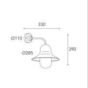 Udendørs væglampe Campanula 2090 antik messing dybde 33 cm IP44
