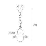 Udendørs hængelampe Campanula 2094, antik messing, Ø 29 cm, IP44