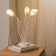 Bordlampe Gloriosa, creme, glas, 3 lyskilder