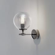 Portemo væglampe, røgfarvet grå/nikkel, højde 27 cm, glas