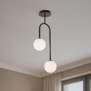 Atria loftlampe, opal/sort, højde 76 cm, metal, 2 lyskilder.