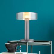 LED-bordlampe Grant, højde 31 cm, røggrå, metal