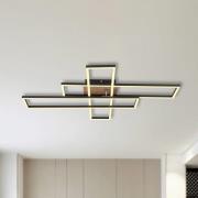 LED-loftlampe Dakari, længde 80 cm, sort/træ, 3 lyskilder.