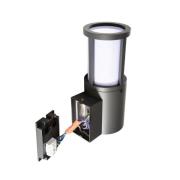 Facado II udendørs væglampe, grå/opal, Ø 11 cm, IP65, metal