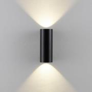 Udendørs væglampe CAN, sort, 2 lyskilder, Ø 8 cm IP65 metal GU10