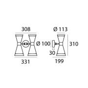 Stilnovo væglampe Megafono, elfenbensfarvet, 33 cm, 4 lyskilder.