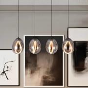 LED-pendellampe Melanie, længde 85 cm, røggrå, glas 4 lyskilder.