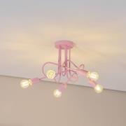 Oxford loftlampe, lyserød, Ø 47 cm, metal, 5 lyskilder