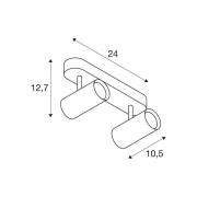 SLV LED-loftspot Noblo, sort, 2.700 K, længde 24 cm
