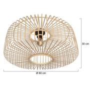 Loftlampe Bloeba, Ø 60 cm, træ, natur, E27