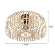 Loftlampe Bloeba, Ø 50 cm, træ, natur, E27