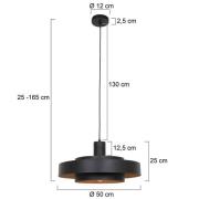 Hængelampe Flinter, sort, metal, Ø 50 cm, E27
