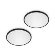 Philips LED SuperSlim 2-pak sort IP44 Ø 25 cm 2.700 K