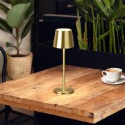 LED-bordlampe med batteri Roxi, messingfarvet, metal, IP54 Dæmper