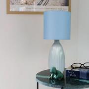 PR Home Bordlampe Uno, blå, højde 37 cm, tekstil/keramik