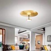 LED-loftlampe Yuko, guld/sort, metal, 23 cm, dæmpbar