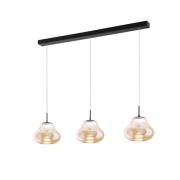 LED-pendellampe Deva, 3 lyskilder, 115 cm, ravfarvet, CCT, dæmpbar