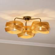 Euluna loftlampe Tornado, guldfarvet, 3 lyskilder