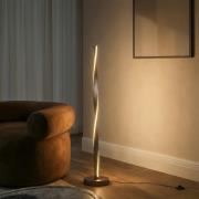 Lindby LED-gulvlampe Jaren, sort/brun, 114 cm, CCT