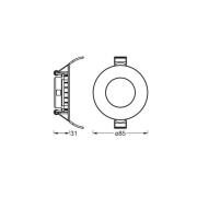 OSRAM indbygget loftlampe med LED SLIM, Ø 9 cm, 6.500 K, hvid