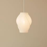 Lucande Tovina hængelampe, tekstil, hvid, Ø35cm