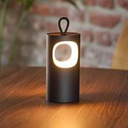 LED-bordlampe Lunari, sort, 16 cm, metal, CCT IP44