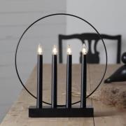 Glossy vinduesstage, ring, 4 lyskilder, sort