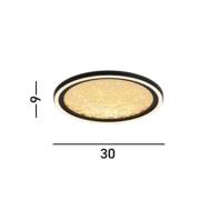 LED-loftlampe Luna, Ø 30 cm, sort/guldfarvet, metal