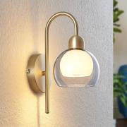 Lucande Mylah væglampe med glasskærm, messing