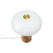 Bordlampe Glossy, beige/hvid, højde 24 cm, marmor/glas