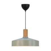 Pendellampe Elvas, støvgrøn, Ø 37 cm, metal/kork