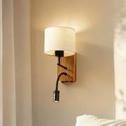 Lucande væglampe Lieske, 39 cm, beige, tekstil, læselampe