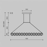 LED-hængelampe AMULET, længde 110 cm, guldfarvet, metal/glas