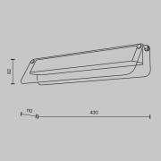 LED-væglampe FLAT, ravfarvet/messing, bredde 43 cm, glas/metal
