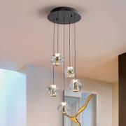 LED-hængelampe Zaira, Ø 33 cm, sort/guldfarvet, 5 lyskilder