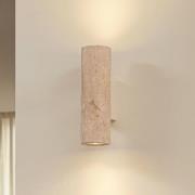 Lucande væglampe Tavira, travertin, sten, op/ned