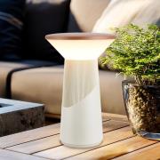 LED-batteridrevet bordlampe Pilia, brun/lysegrå, højde 24 cm, IP44