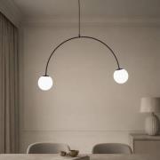 Hængelampe Nova, glas/metal, sort/hvid, 2 lyskilder