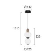 LED-pendellampe Gemma, højde 32 cm, farvet, glas/keramik/metal