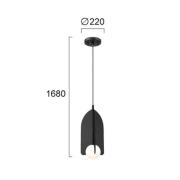 Hængelampe Fedora, Ø 22 cm, sort, metal/glas