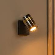 Vægspot Upton, Ø 6 cm, sort/røggrå, metal/glas