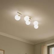 Loftlampe Drum, guldfarvet, glas, længde 80 cm, 5 lyskilder