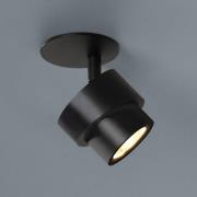 LED-indbygningsspot BRUSH, sort, Ø 7 cm, metal, dæmpbar, 2.700 K