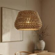 Lucande Melori hængelampe, træ, naturfarvet, Ø 51 cm, E27