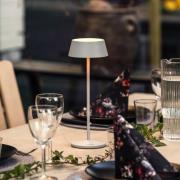 LED-batteridrevet bordlampe Menton, grå, højde 27 cm, IP54, USB