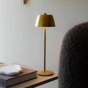 LED-batteridrevet bordlampe Eze, mat guld, 32 cm, IP54, USB