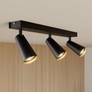 Lucande loftlampe Angelina, 3 lyskilder, sort/guld