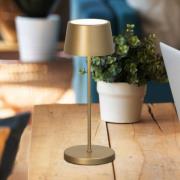 LED-batteridrevet bordlampe Asena Pro bronzefarvet 30 cm metal IP54