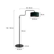 Gulvlampe Bloeba, sort/grøn, højde 165 cm, velour