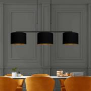 Hængelampe Stang, sort/sort-guld, længde 140 cm, 3 lyskilder.